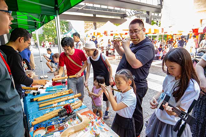 Musical instrument experience booth